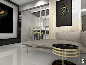 Dom na rozdrożu - Średni szary salon z jadalnią, styl glamour - zdjęcie od deSIGNum studio kreacji