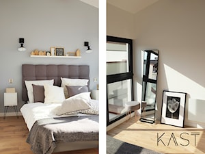 Loft 40 m2 - Mała szara sypialnia, styl skandynawski - zdjęcie od KAST DESIGN