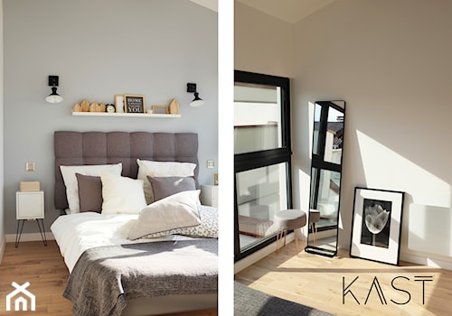 Loft 40 m2 - Mała szara sypialnia, styl skandynawski - zdjęcie od KAST DESIGN