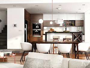 Drewno + Beton - Duża biała jadalnia w kuchni, styl nowoczesny - zdjęcie od KAST DESIGN