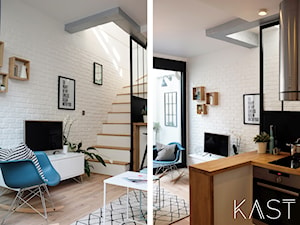 Loft 40 m2 - Mały biały salon, styl industrialny - zdjęcie od KAST DESIGN