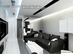 Inventive Interiors - Projekt biało-czarnego mieszkania 55m2 - Salon, styl industrialny - zdjęcie od Inventive Interiors