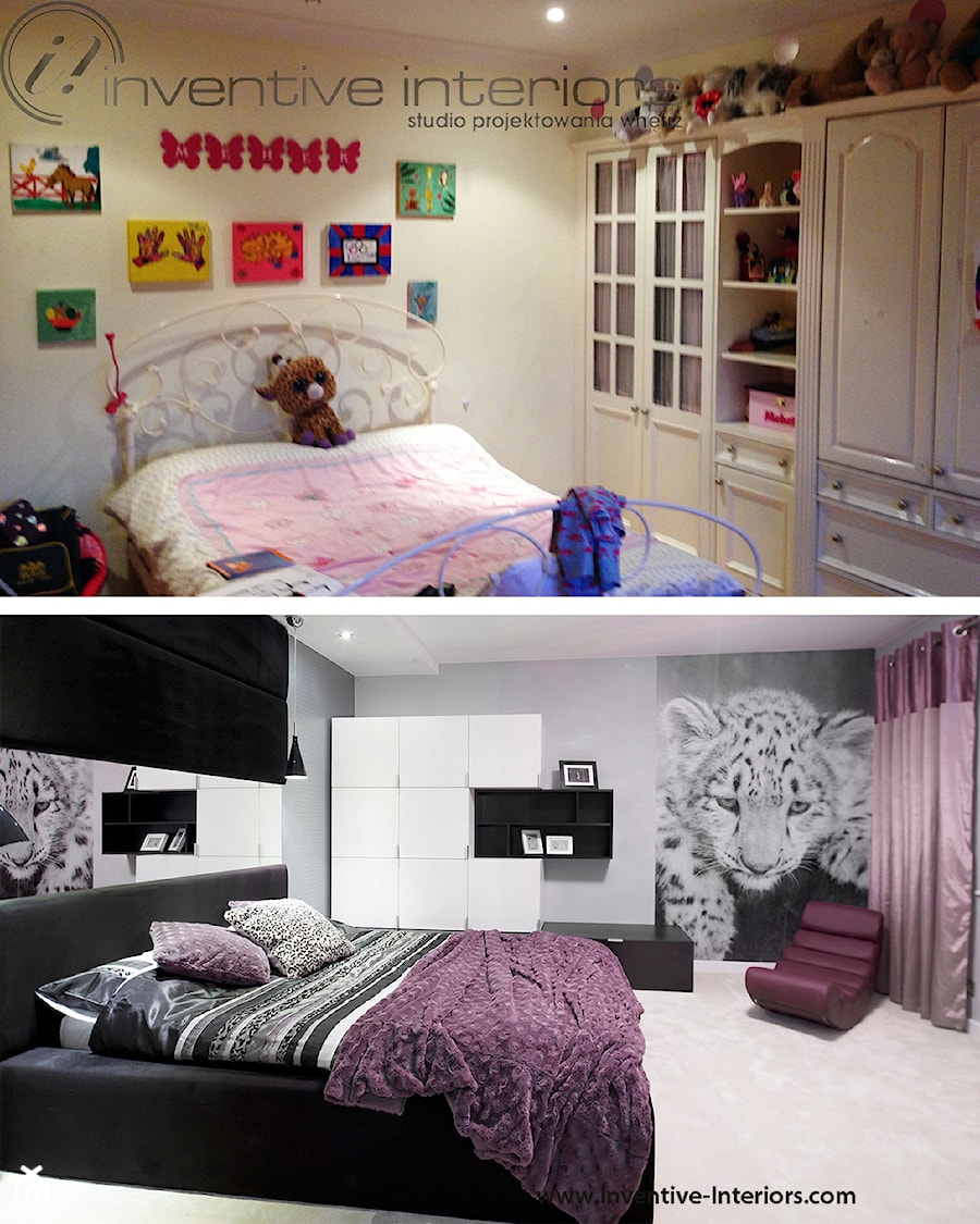Inventive Interiors - Metamorfoza domu w Londynie - Duży szary z panelami tapicerowanymi pokój dziecka dla nastolatka dla dziewczynki, styl nowoczesny - zdjęcie od Inventive Interiors