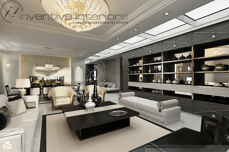 Inventive Interiors - Projekt apartamentu ze złotem - Salon, styl glamour - zdjęcie od Inventive Interiors