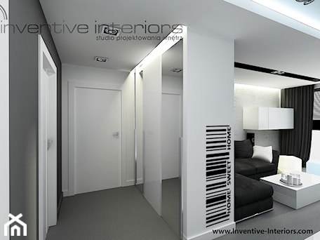Aranżacje wnętrz - Hol / Przedpokój: Inventive Interiors - Projekt biało-czarnego mieszkania 55m2 - Hol / przedpokój, styl minimalistyczny - Inventive Interiors. Przeglądaj, dodawaj i zapisuj najlepsze zdjęcia, pomysły i inspiracje designerskie. W bazie mamy już prawie milion fotografii!