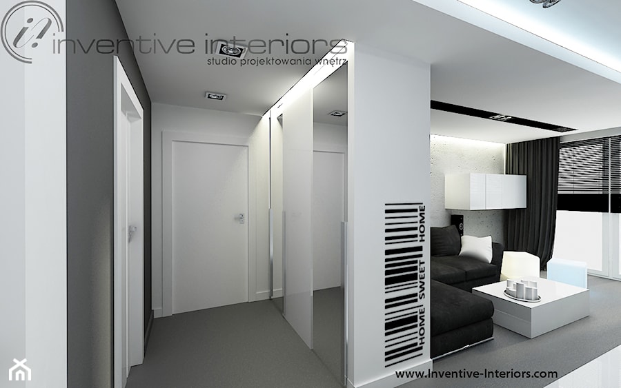 Inventive Interiors - Projekt biało-czarnego mieszkania 55m2 - Hol / przedpokój, styl minimalistyczny - zdjęcie od Inventive Interiors