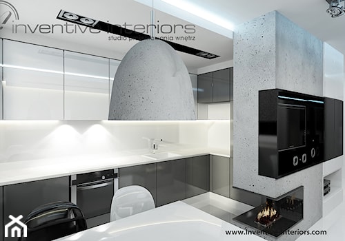 Inventive Interiors - Projekt biało-czarnego mieszkania 55m2 - Kuchnia, styl minimalistyczny - zdjęcie od Inventive Interiors