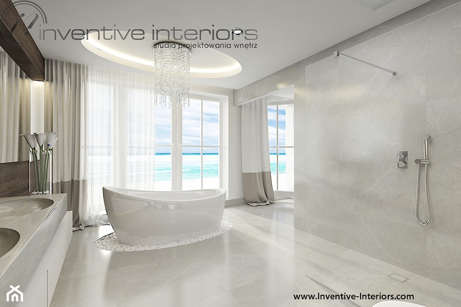 Inventive Interiors - Projekt domu z widokiem 200m2 - Łazienka, styl glamour - zdjęcie od Inventive Interiors
