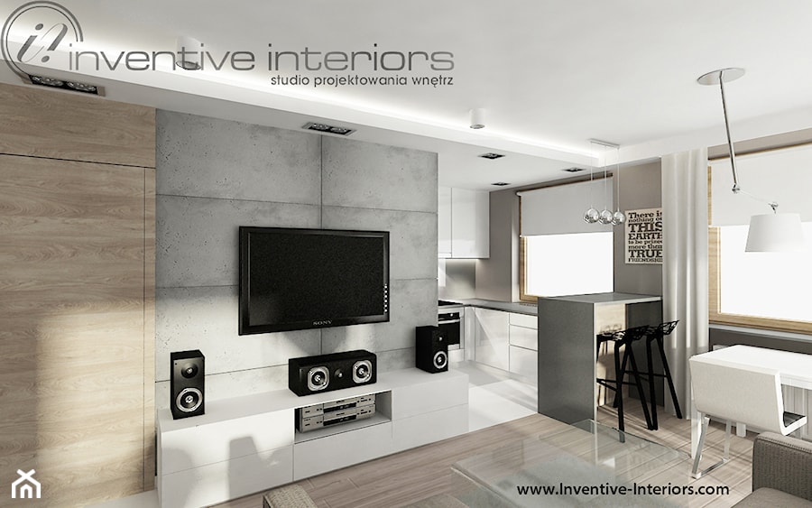 Inventive Interiors - Męskie mieszkanie z betonem - Salon, styl nowoczesny - zdjęcie od Inventive Interiors