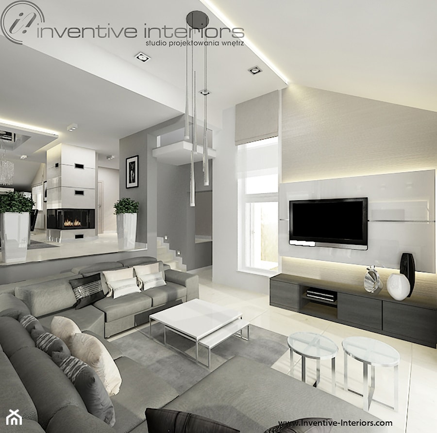 Inventive Interiors - Klimatyczny dom w beżach i szarości - Salon, styl nowoczesny - zdjęcie od Inventive Interiors