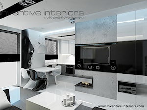 Inventive Interiors - Projekt biało-czarnego mieszkania 55m2 - Salon, styl minimalistyczny - zdjęcie od Inventive Interiors