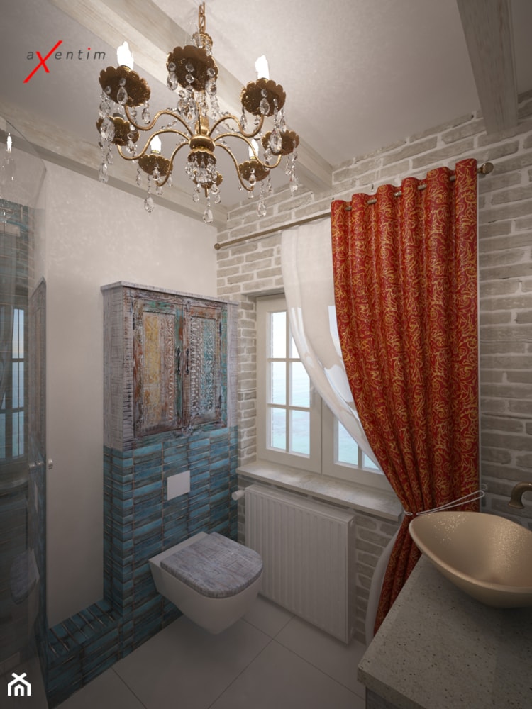 Łazienka - Średnia łazienka z oknem, styl rustykalny - zdjęcie od Axentim