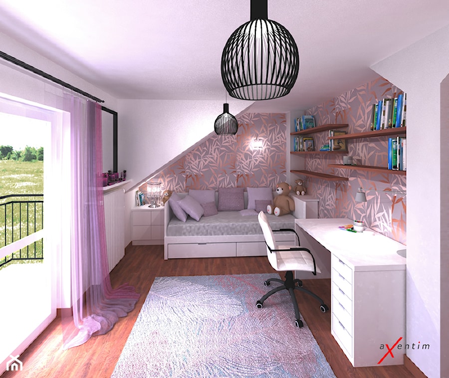 Pokój dla dziewczynki - Średni różowy pokój dziecka dla dziecka dla nastolatka dla dziewczynki - zdjęcie od Axentim