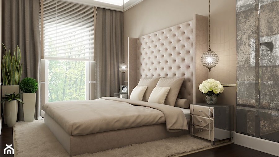 WILD GOLD DREAMS - 20m2 - Średnia beżowa sypialnia, styl tradycyjny - zdjęcie od HOMO DECO Katarzyna Maciejewska