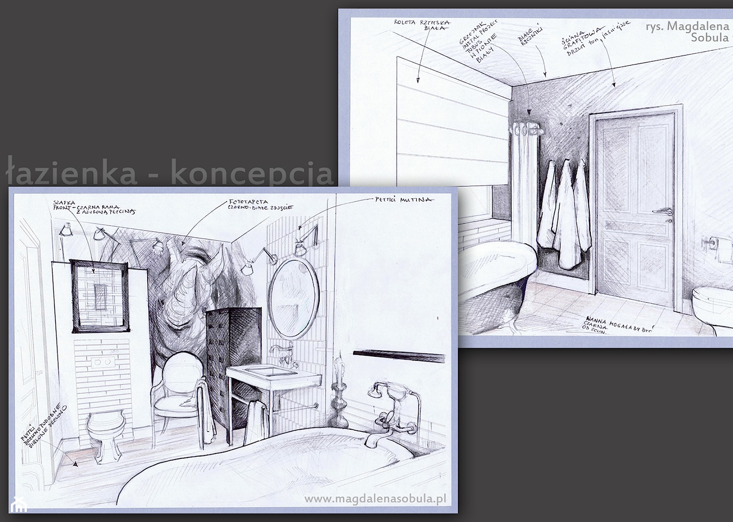 Rysunek koncepcyjny do projektu łazienki - zdjęcie od Magdalena Sobula Pracownia Projektowa Pe2 - Homebook