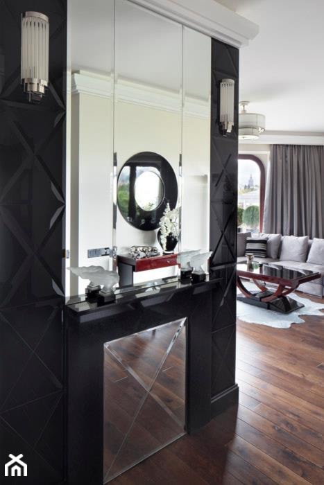 Przedpokój z widokiem na salon w apartamencie w stylu nowoczesnym inspirowanym Art Deco - zdjęcie od Magdalena Sobula Pracownia Projektowa Pe2