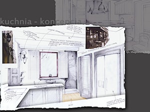 Rysunek koncepcyjny do projektu "mieszkanie w klimacie paryskiej kamienicy" - zdjęcie od Magdalena Sobula Pracownia Projektowa Pe2
