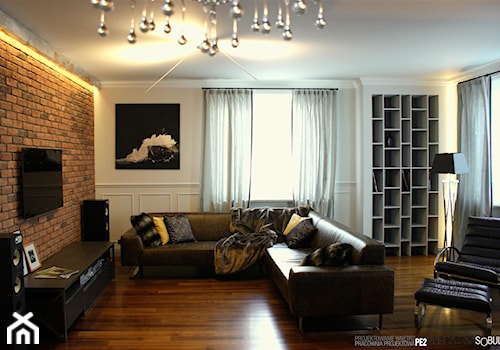 Apartament z elementami mieszkania we francuskiej kamienicy - Średni biały salon, styl nowoczesny - zdjęcie od Magdalena Sobula Pracownia Projektowa Pe2