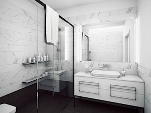 Marmurowa łazienka z akcentami czerni - zdjęcie od Magdalena Sobula Pracownia Projektowa Pe2
