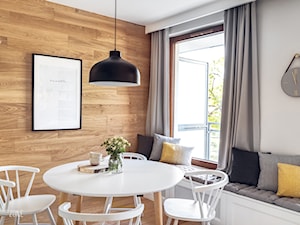 MIESZKANIE GDAŃSK WRZESZCZ - Mała biała jadalnia jako osobne pomieszczenie, styl skandynawski - zdjęcie od D-ZONE