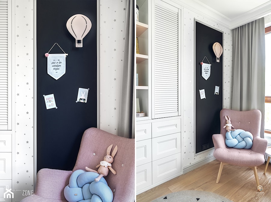 MIESZKANIE GDAŃSK WRZESZCZ - Mały biały pokój dziecka dla dziecka dla dziewczynki, styl skandynawski - zdjęcie od D-ZONE