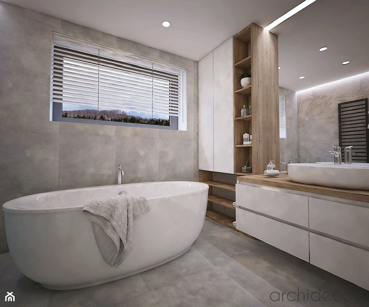 łazienka z wolnostojącą wanną - zdjęcie od archidecco - Homebook