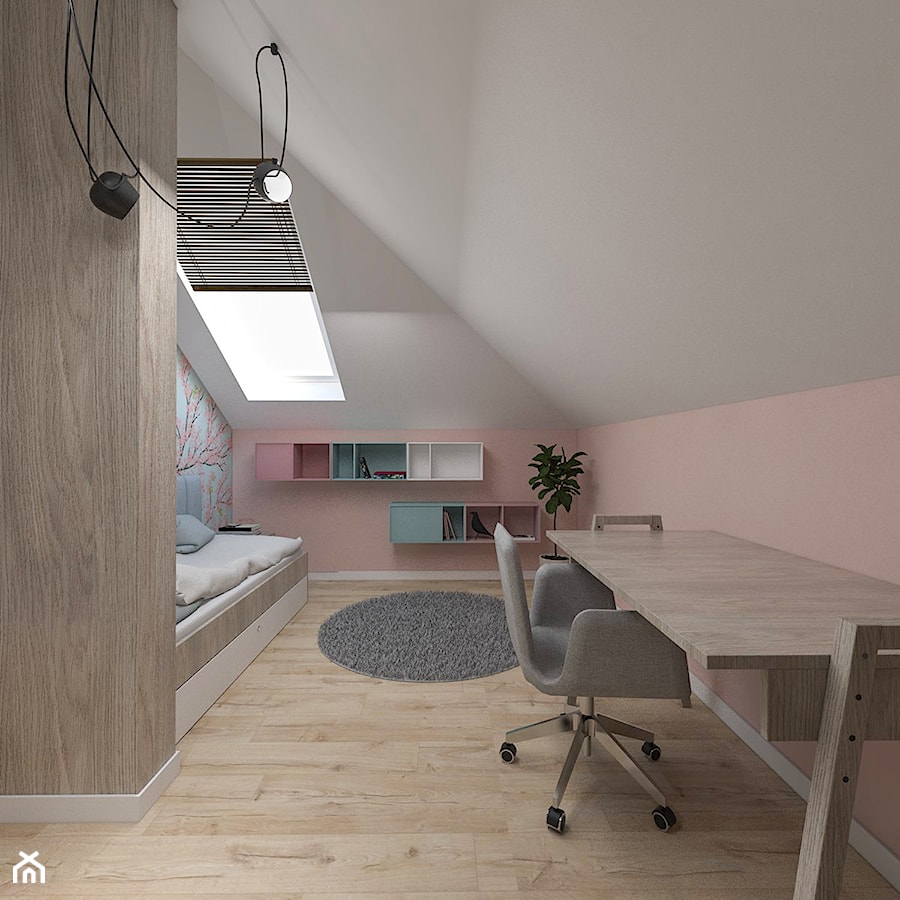 Dom pod Kaliszem | Kotowiecko | 140 m2 - Średni biały różowy pokój dziecka dla nastolatka dla dziewczynki, styl nowoczesny - zdjęcie od VERY Interior Design - Projektowanie Wnętrz