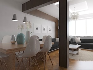 Projekt Salonu na kaliskim Zagorzynku | 25 m2 - Duża szara jadalnia w salonie, styl nowoczesny - zdjęcie od VERY Interior Design - Projektowanie Wnętrz