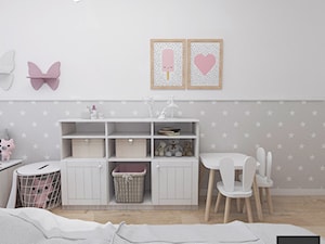 Kobiece mieszkanie w Poznaniu | Pokój Córki | 60m2 - Średni beżowy biały szary pokój dziecka dla dziecka dla dziewczynki, styl nowoczesny - zdjęcie od VERY Interior Design - Projektowanie Wnętrz