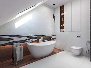Dom pod Kaliszem | Kotowiecko | 140 m2 - Średnia na poddaszu łazienka z oknem, styl nowoczesny - zdjęcie od VERY Interior Design - Projektowanie Wnętrz