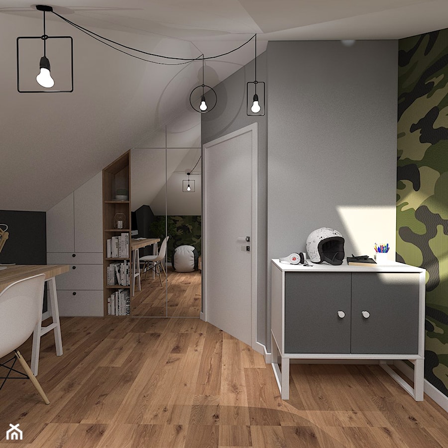 Dom pod Kaliszem | Kotowiecko | 140 m2 - Średni biały szary zielony pokój dziecka dla nastolatka dla chłopca, styl nowoczesny - zdjęcie od VERY Interior Design - Projektowanie Wnętrz