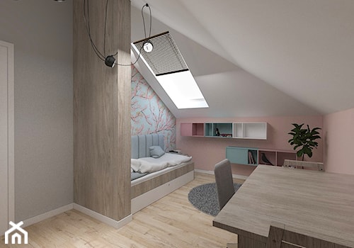 Dom pod Kaliszem | Kotowiecko | 140 m2 - Średni biały różowy niebieski pokój dziecka dla nastolatka dla dziewczynki, styl nowoczesny - zdjęcie od VERY Interior Design - Projektowanie Wnętrz