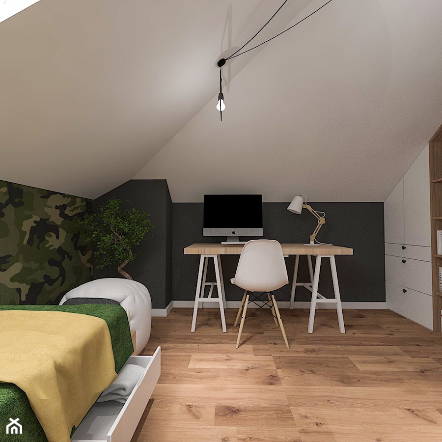 Dom pod Kaliszem | Kotowiecko | 140 m2 - Mały biały szary zielony pokój dziecka dla nastolatka dla chłopca, styl nowoczesny - zdjęcie od VERY Interior Design - Projektowanie Wnętrz