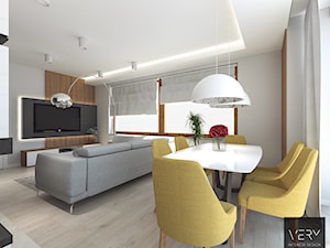 Dom pod Kaliszem | Kotowiecko | 140 m2 - Średni szary salon z jadalnią, styl nowoczesny - zdjęcie od VERY Interior Design - Projektowanie Wnętrz