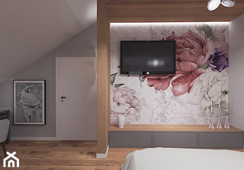 Dom pod Kaliszem | Kotowiecko | 140 m2 - Średnia biała szara sypialnia na poddaszu, styl nowoczesny - zdjęcie od VERY Interior Design - Projektowanie Wnętrz