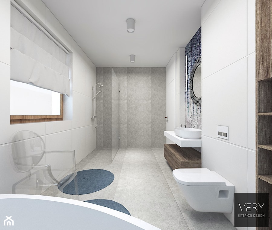 Dom pod Kaliszem | Kotowiecko | 140 m2 - Duża z punktowym oświetleniem łazienka z oknem, styl nowoczesny - zdjęcie od VERY Interior Design - Projektowanie Wnętrz
