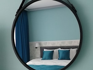 Apartament 01 - Mała niebieska szara sypialnia, styl nowoczesny - zdjęcie od Studio R35