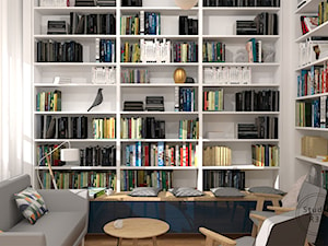 Pokój dzienny z biblioteczką - Salon, styl nowoczesny - zdjęcie od Studio R35