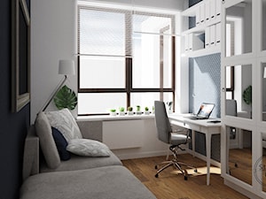 Fort S - Małe z sofą białe niebieskie biuro, styl glamour - zdjęcie od Studio R35