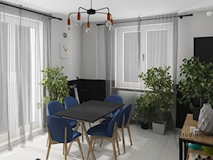 Bielany 02 _ metamorfoza pokoju - Mały szary salon z jadalnią, styl nowoczesny - zdjęcie od Studio R35