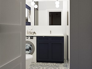 Fort S - Średnia bez okna z pralką / suszarką z lustrem łazienka, styl glamour - zdjęcie od Studio R35