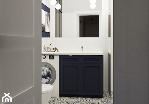Fort S - Średnia bez okna z pralką / suszarką z lustrem łazienka, styl glamour - zdjęcie od Studio R35