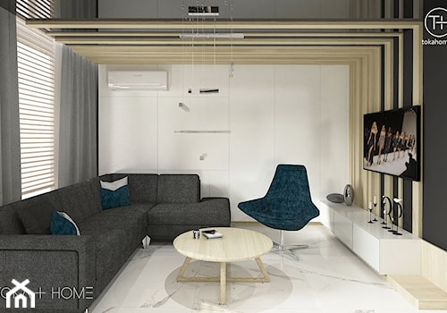 Koncepcja 2 - Średni biały czarny salon, styl nowoczesny - zdjęcie od TOKA + HOME