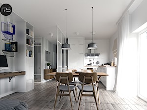 Mieszkanie M3 - Średnia biała szara jadalnia w kuchni, styl skandynawski - zdjęcie od MS Group