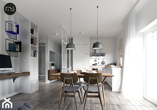Mieszkanie M3 - Średnia biała szara jadalnia w kuchni, styl skandynawski - zdjęcie od MS Group