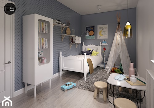 Mieszkanie M3 - Średni beżowy szary pokój dziecka dla dziecka dla chłopca dla dziewczynki, styl skandynawski - zdjęcie od MS Group
