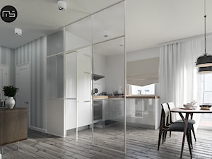 Mieszkanie M3 - Średnia otwarta z salonem biała z zabudowaną lodówką kuchnia w kształcie litery l z oknem, styl skandynawski - zdjęcie od MS Group