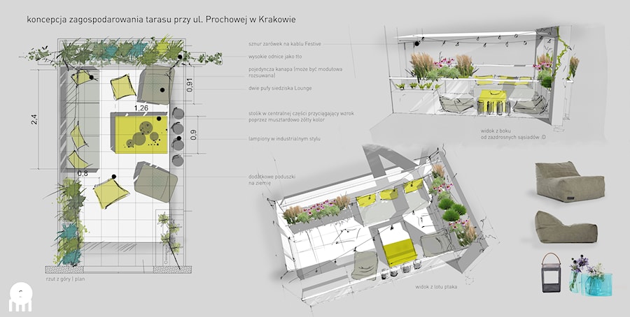 Projekt tarasu ul. Prochowa | Kraków - zdjęcie od 360° Zieleni Architektura Krajobrazu