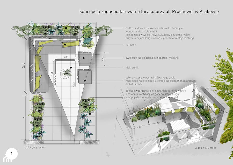 Projekt tarasu ul. Prochowa | Kraków - zdjęcie od 360° Zieleni Architektura Krajobrazu