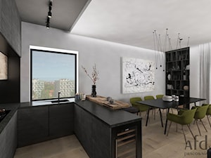 Apartament - Gdańsk Garnizon - Duża szara jadalnia w kuchni - zdjęcie od AFD Pracownia Projektowa